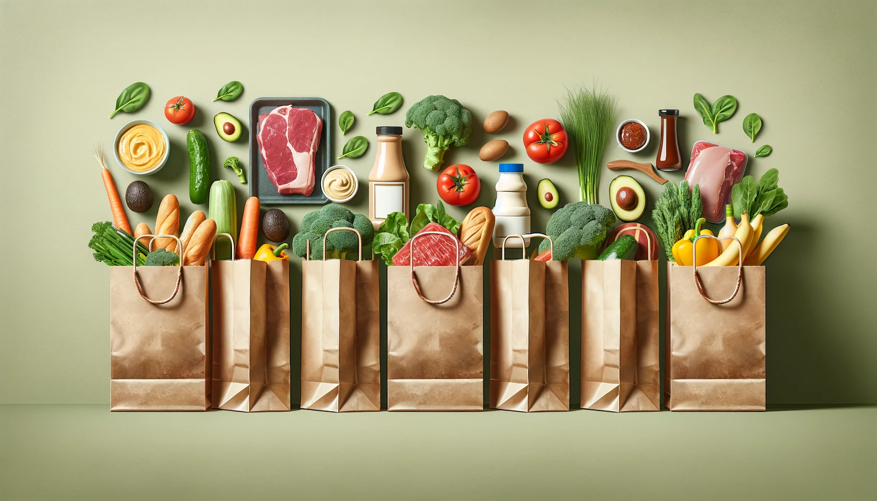 Grocery bags showcasing several healthy keto foods